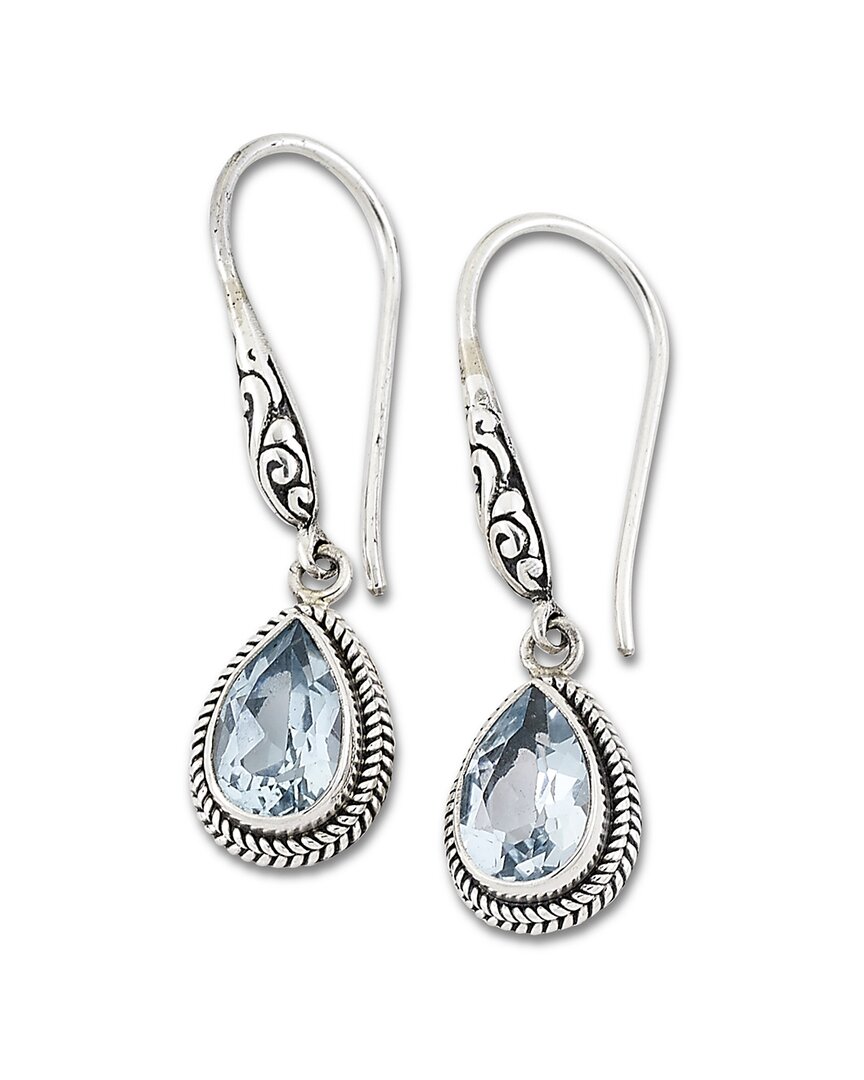 Samuel B. Silver 4.00 Ct. Tw. Blue Topaz Drop Earrings