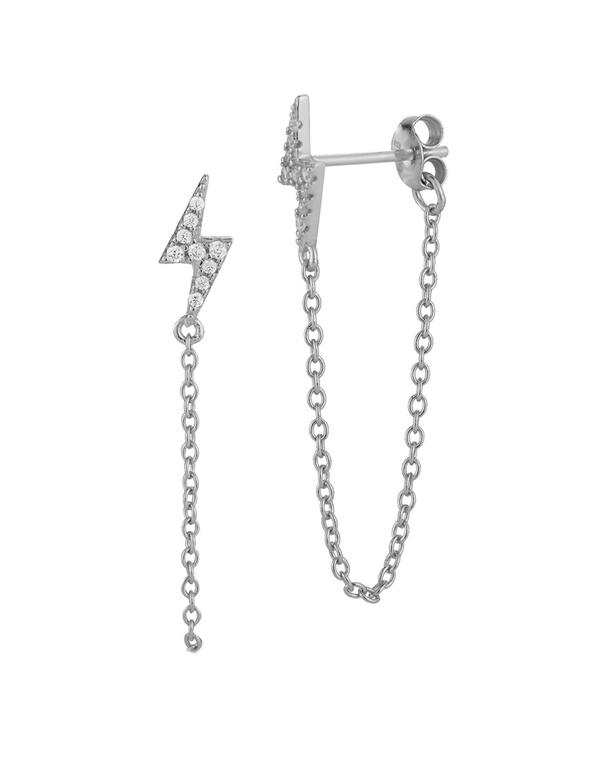 Glaze Jewelry Rhodium Plated Cz Lightning Earrings