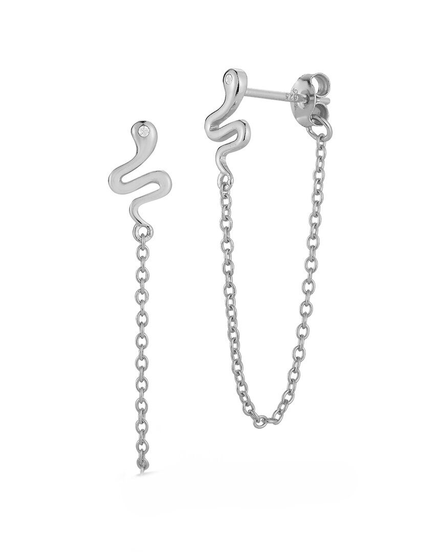 Glaze Jewelry Rhodium Plated Cz Snake Chain Earrings
