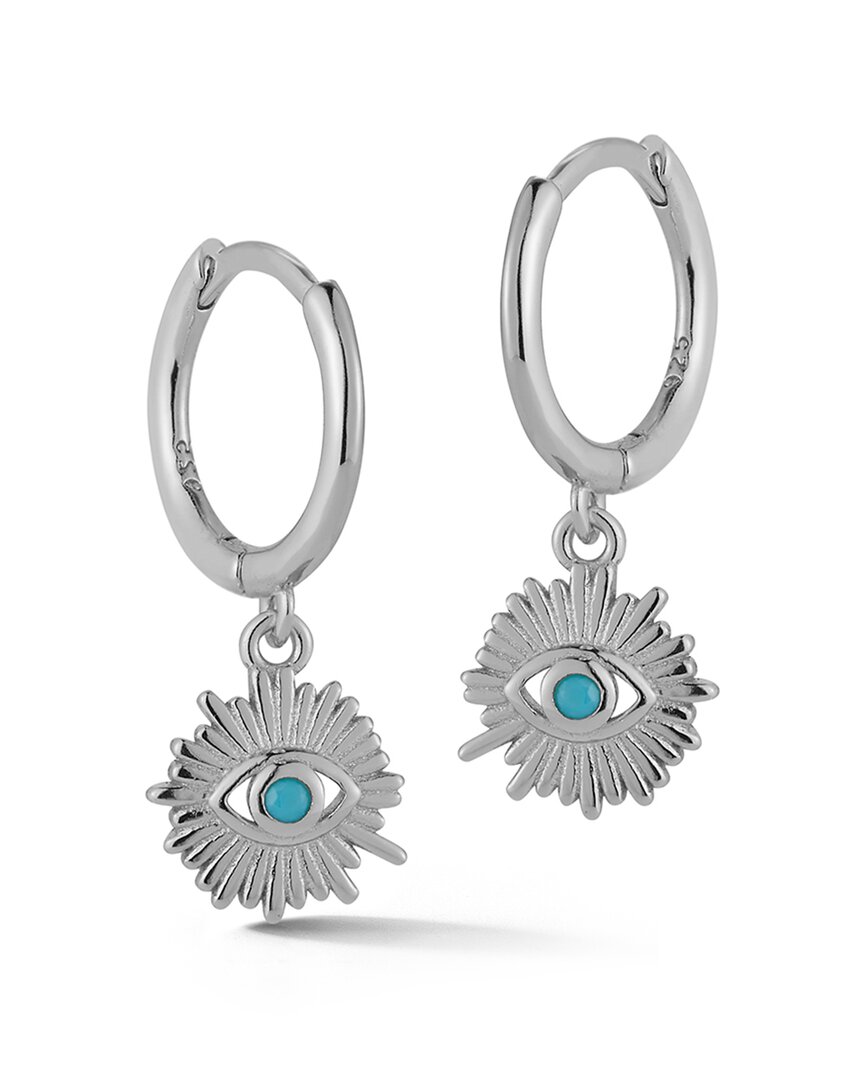 Glaze Jewelry Rhodium Plated Evil Eye Huggie Earrings