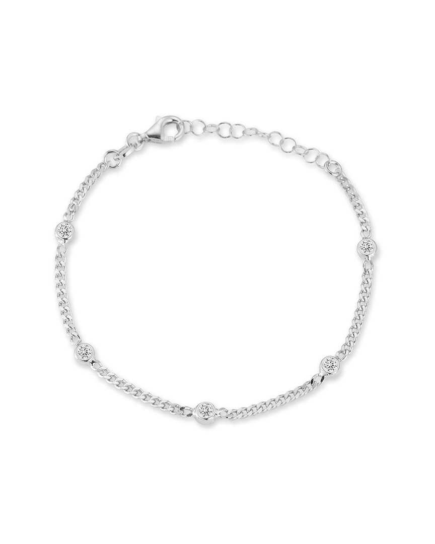 Glaze Jewelry Rhodium Plated Cz Curb Link Bracelet