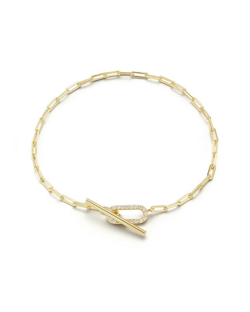 Glaze Jewelry 14k Over Silver Cz Paperclip Chain Bracelet