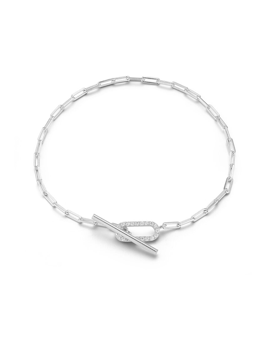Glaze Jewelry Rhodium Plated Cz Paperclip Chain Bracelet
