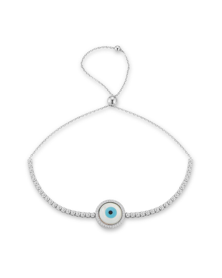 Glaze Jewelry Rhodium Plated Cz Evil Eye Tennis Bracelet