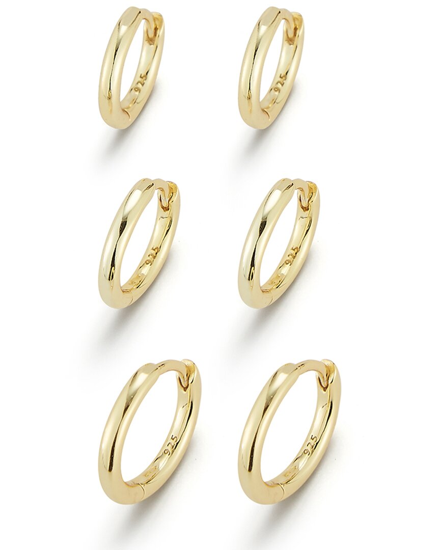 Glaze Jewelry 14k Over Silver Set Of 3 Huggie Earrings