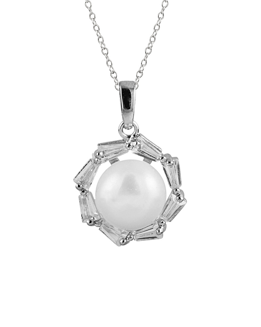 Splendid Pearls Dnu 0 Units Sold  Rhodium Plated 9.5-10mm Pearl & Cz Necklace