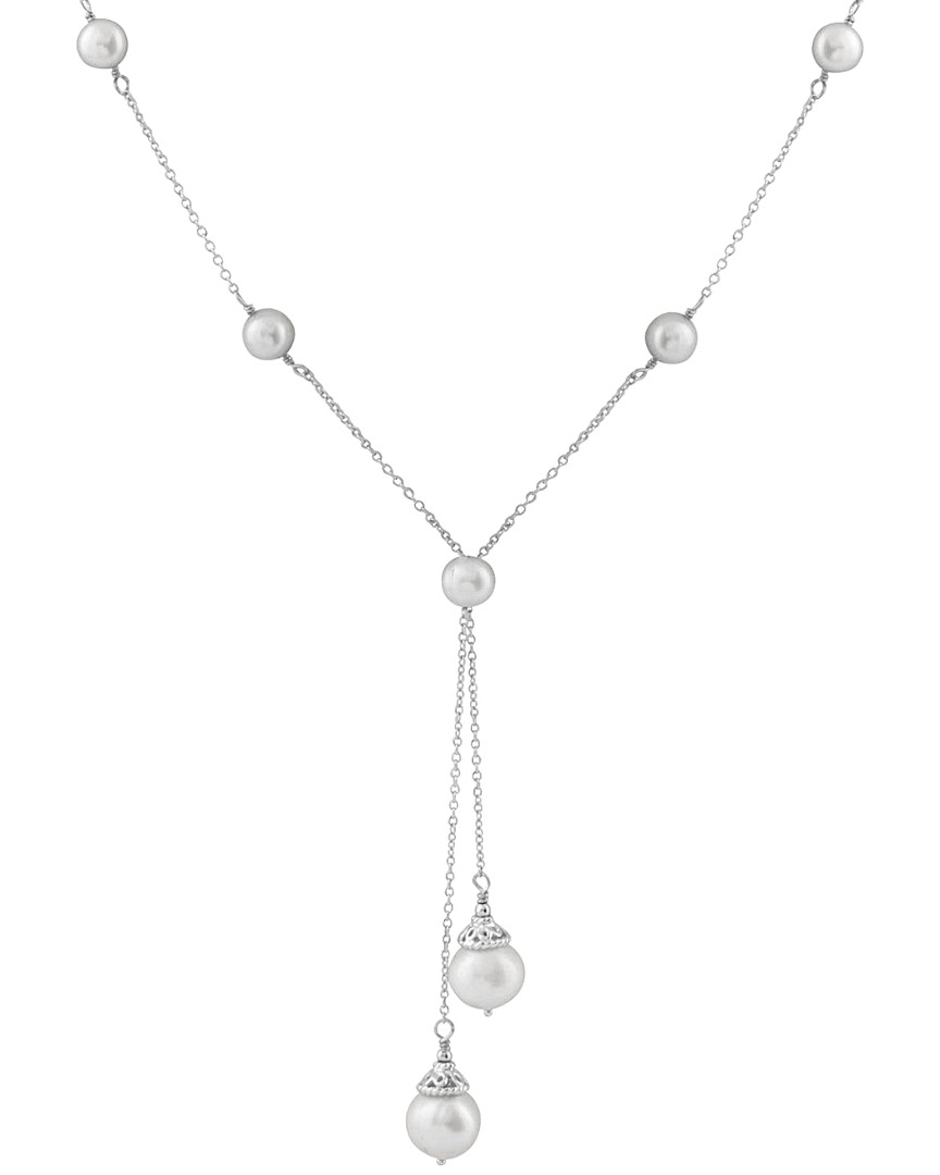 Splendid Pearls Rhodium Plated 6-9mm Pearl Necklace