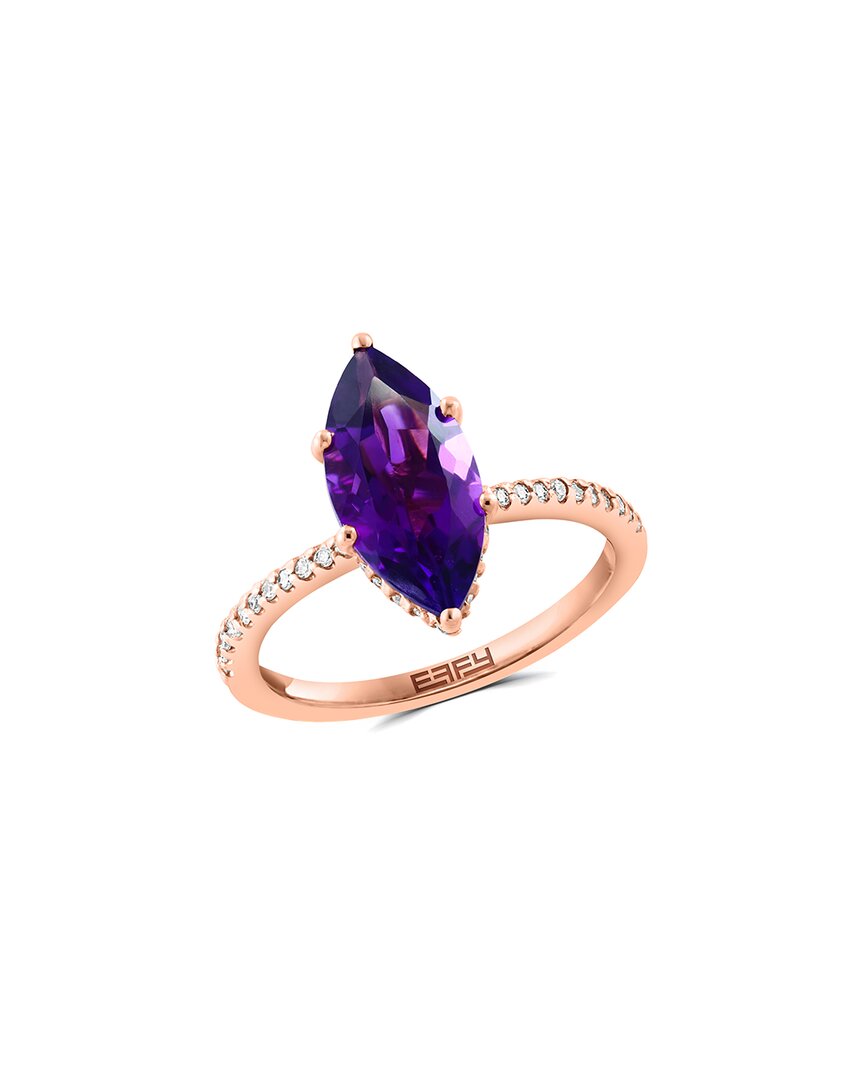 Effy Fine Jewelry 14K Rose Gold 2.74 ct. tw. Diamond & Amethyst Ring