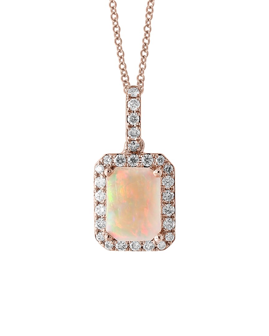 Effy Fine Jewelry 14K Rose Gold 1.13 ct. tw. Diamond & Opal Pendant