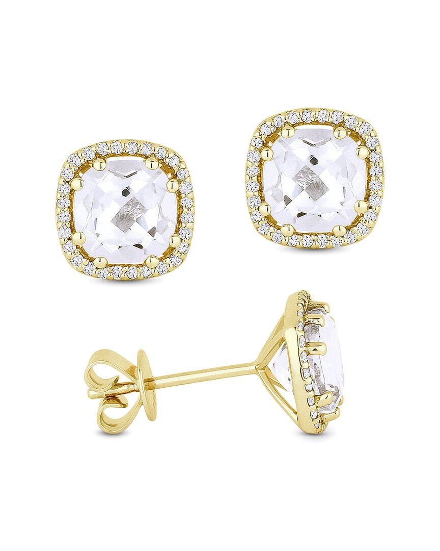 Gemstones 14k 0.13 Ct. Tw. Diamond & Topaz Earrings