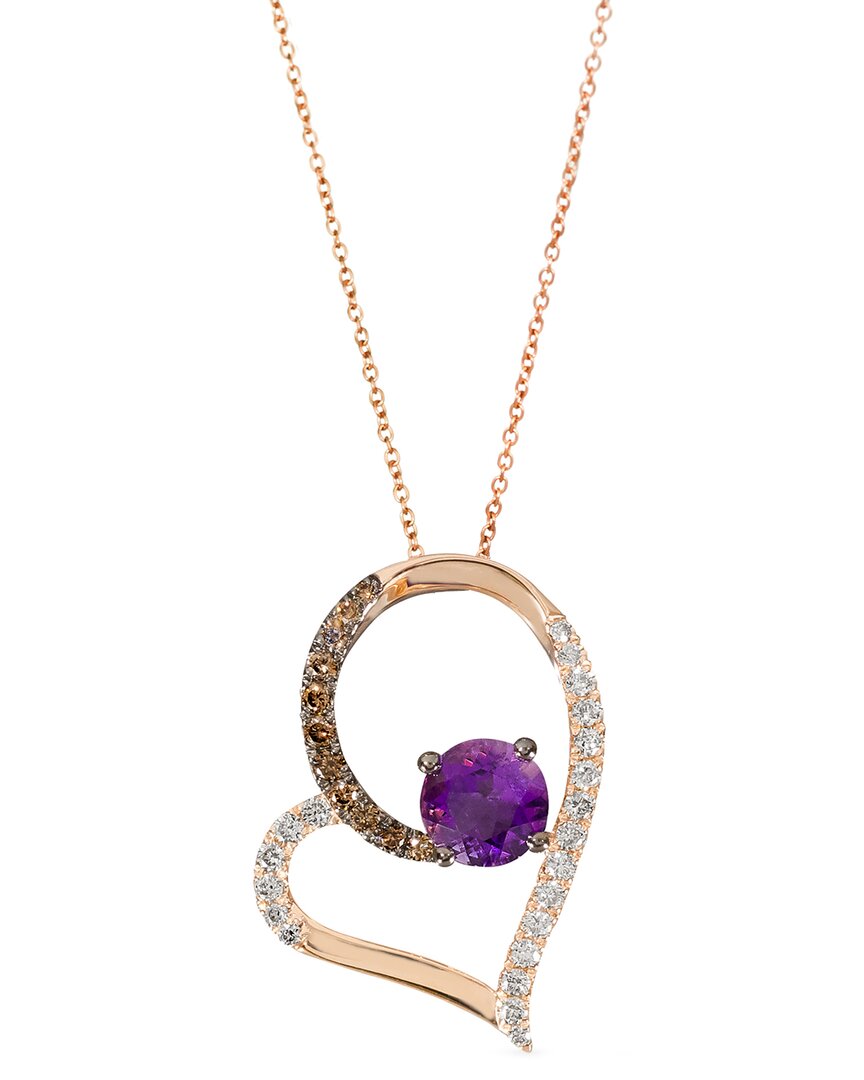 Le Vian 14k Rose Gold 1.50 Ct. Tw. Diamond & Amethyst Pendant Necklace