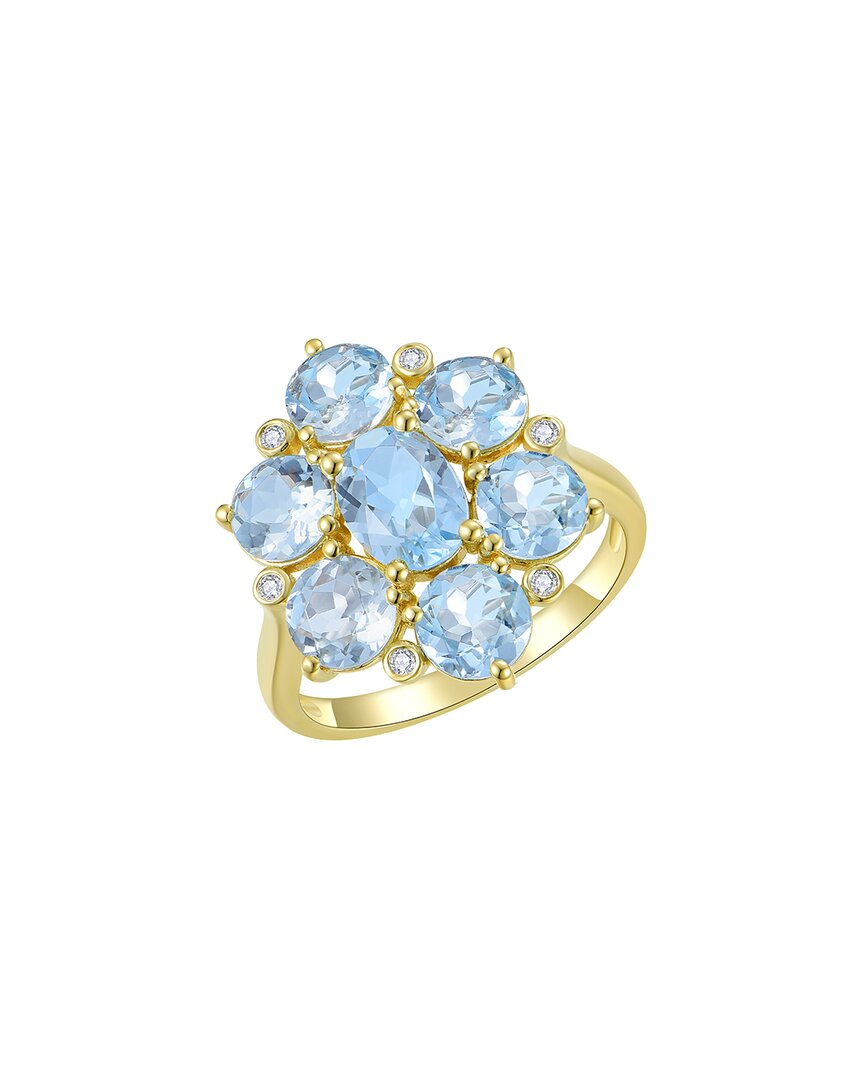 Nina Zhou Jewelry 14k 3.26 Ct. Tw. Diamond & Opal Cocktail Ring In Blue