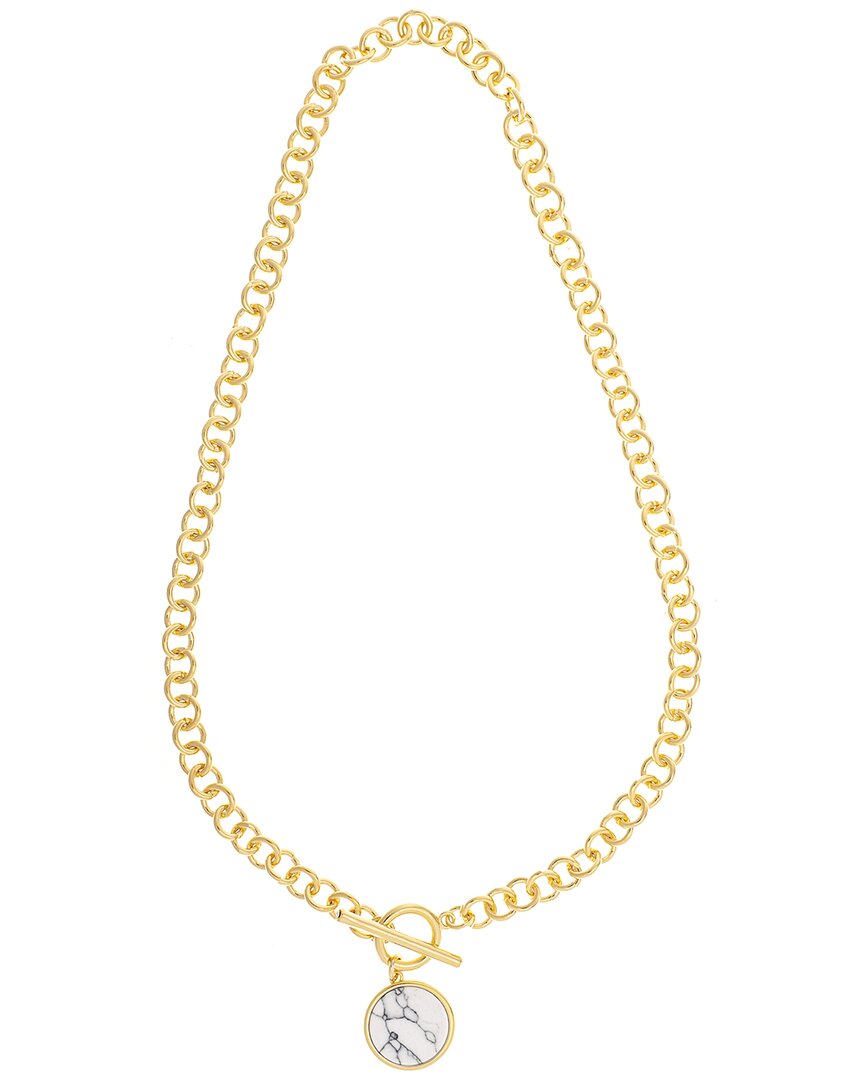 Rivka Friedman 18k Plated White Howlite Drop Charm Necklace