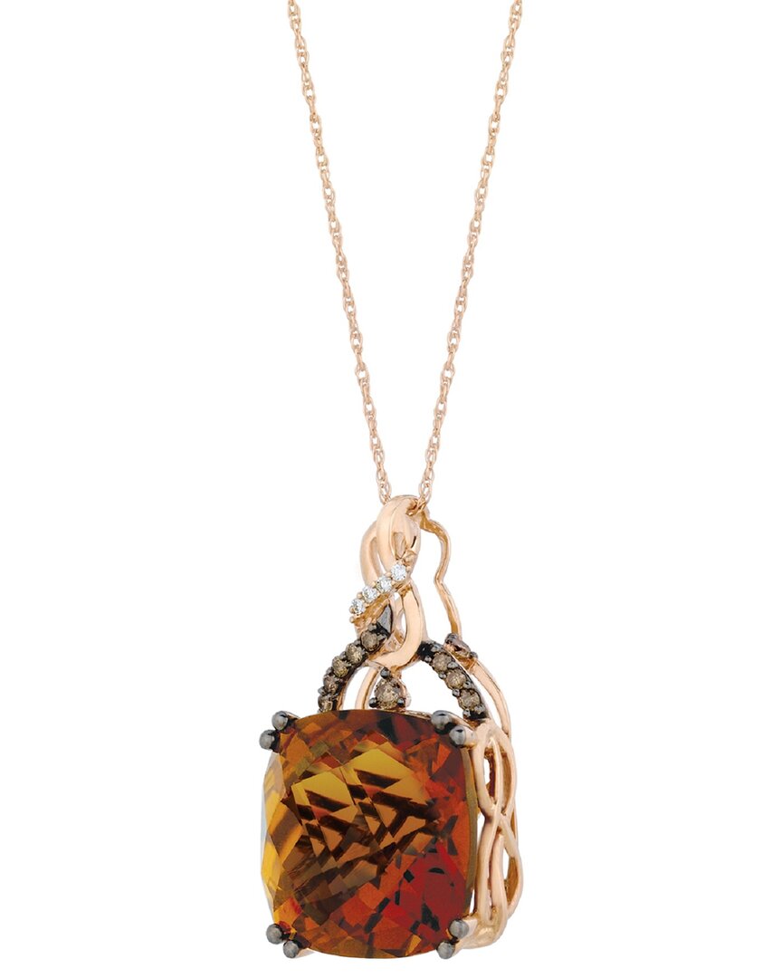 Le Vian ® 14k Strawberry Gold 13.66 Ct. Tw. Diamond & Smoky Quartz Pendant Necklace