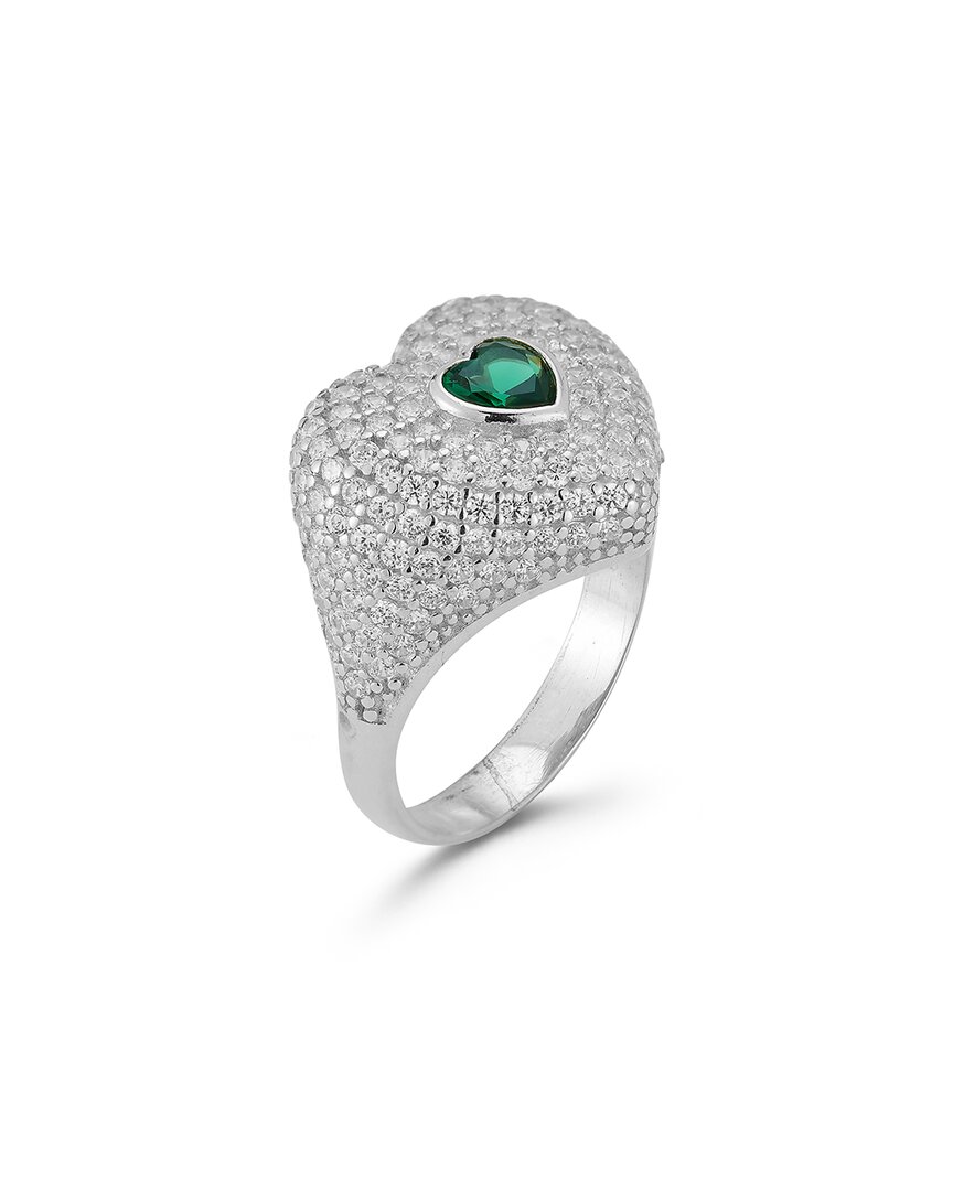 Sphera Milano Silver Cz Bold Heart Signet Ring