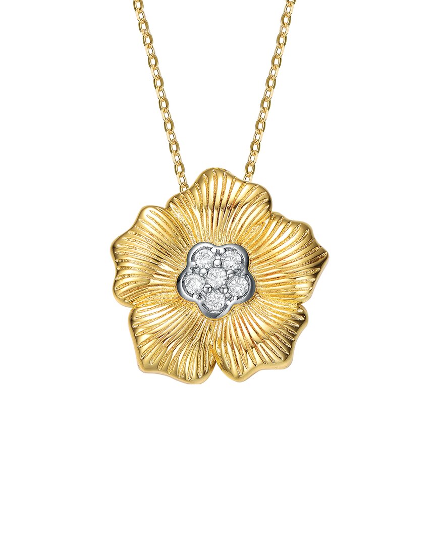 Rachel Glauber Two-tone Plated Cz Necklace