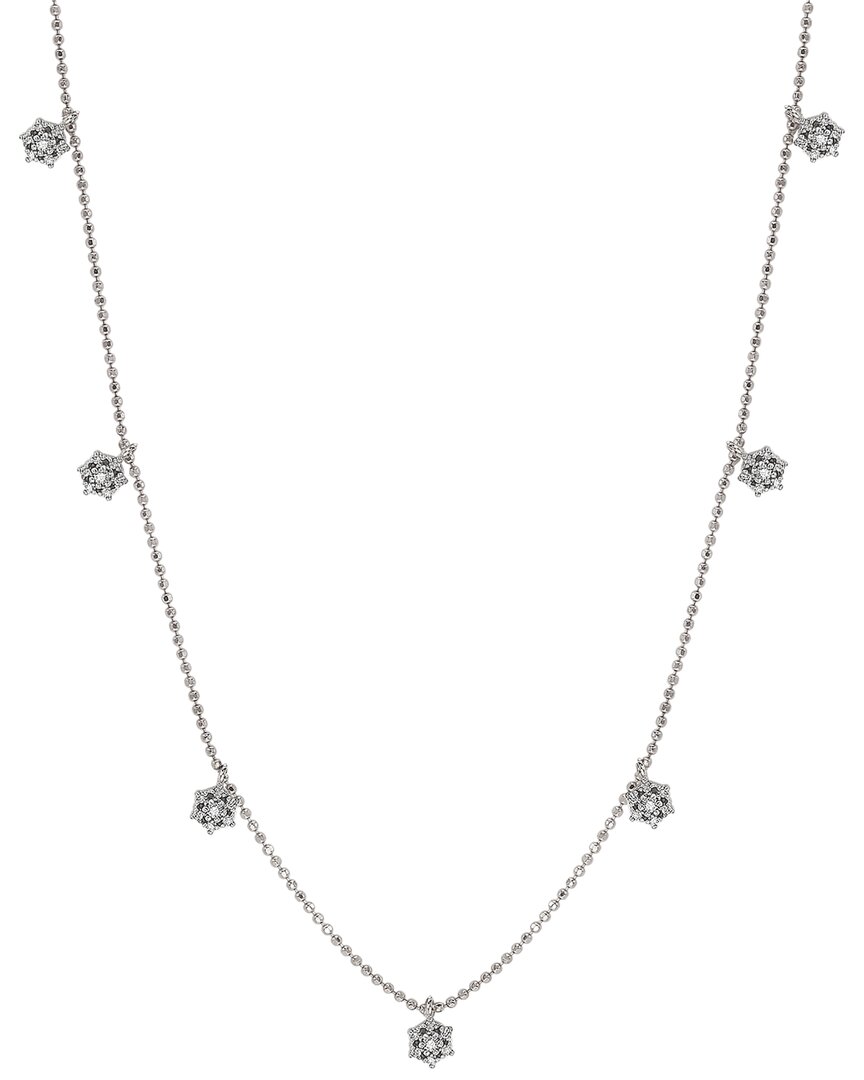 Suzy Levian 14k 0.30 Ct. Tw. Diamond Flower Station Necklace