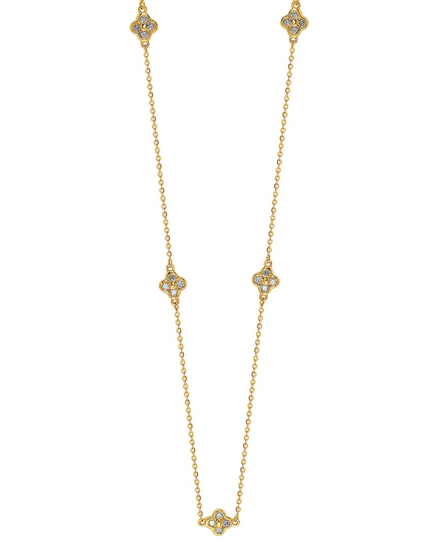 Suzy Levian 14k 0.40 Ct. Tw. Diamond Clover By The Yard Necklace