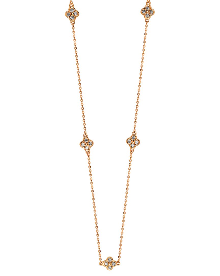 Suzy Levian 14k Rose Gold 0.40 Ct. Tw. Diamond Clover By The Yard Necklace