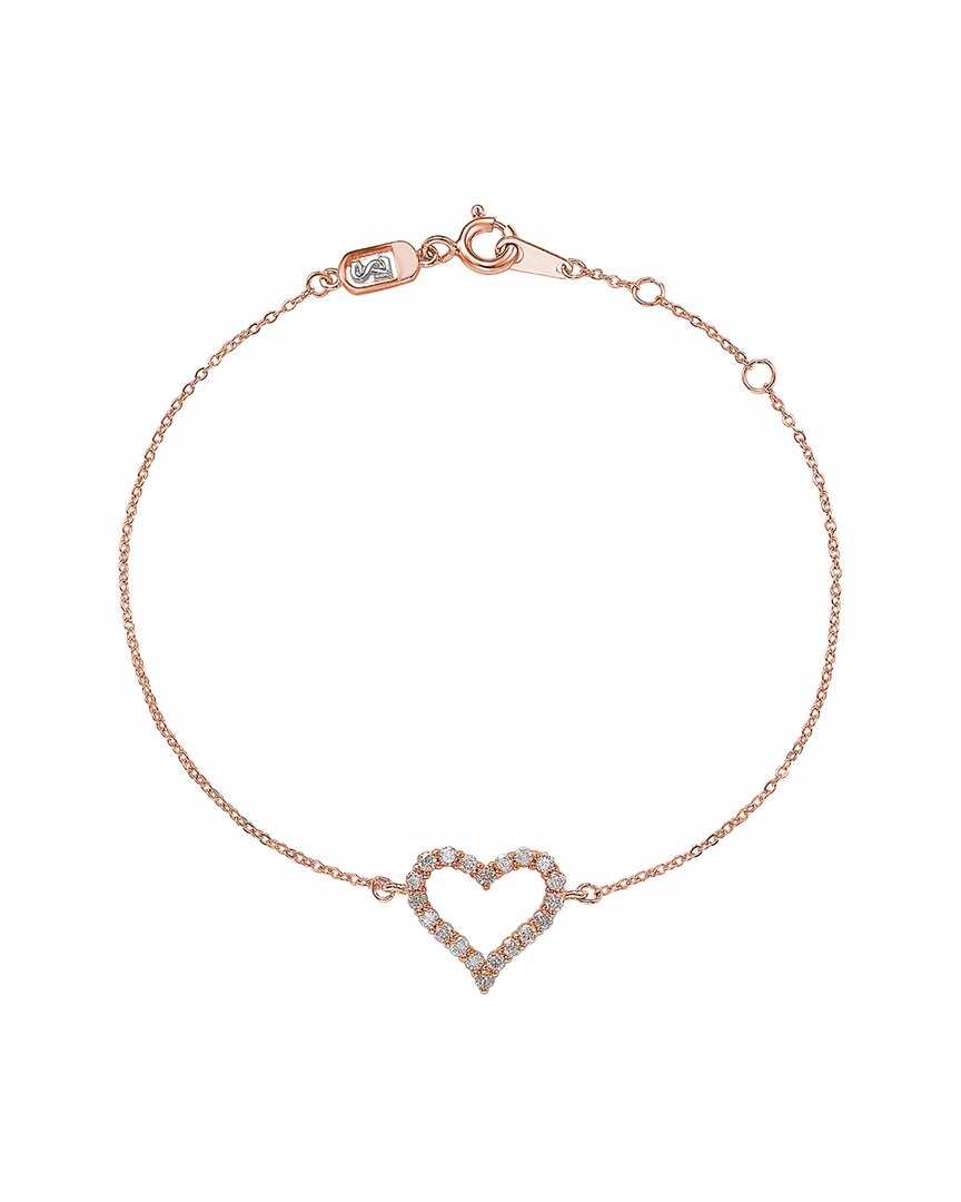 Suzy Levian 14k Rose Gold 0.24 Ct. Tw. Diamond Heart Solitaire Bracelet
