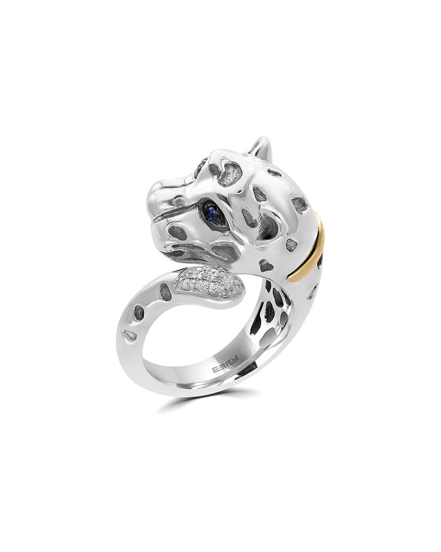 Effy Fine Jewelry Silver 0.11 Ct. Tw. Diamond & Sapphire Ring In Metallic