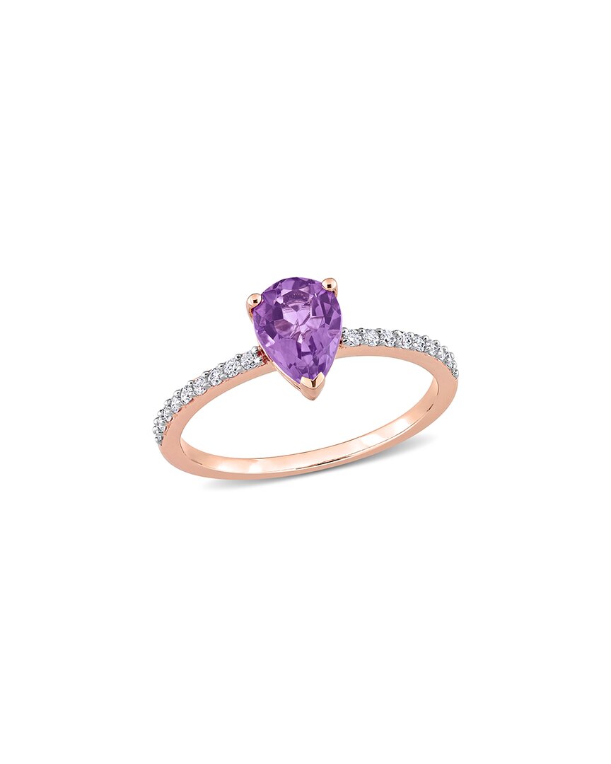 Rina Limor 14k Rose Gold 1.10 Ct. Tw. Diamond & Amethyst Ring