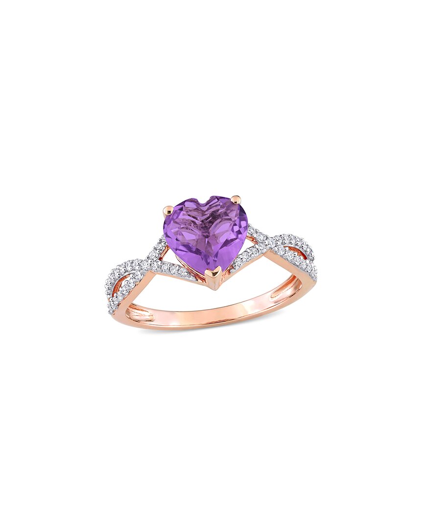 Rina Limor 14k Rose Gold 1.70 Ct. Tw. Diamond & Amethyst Ring