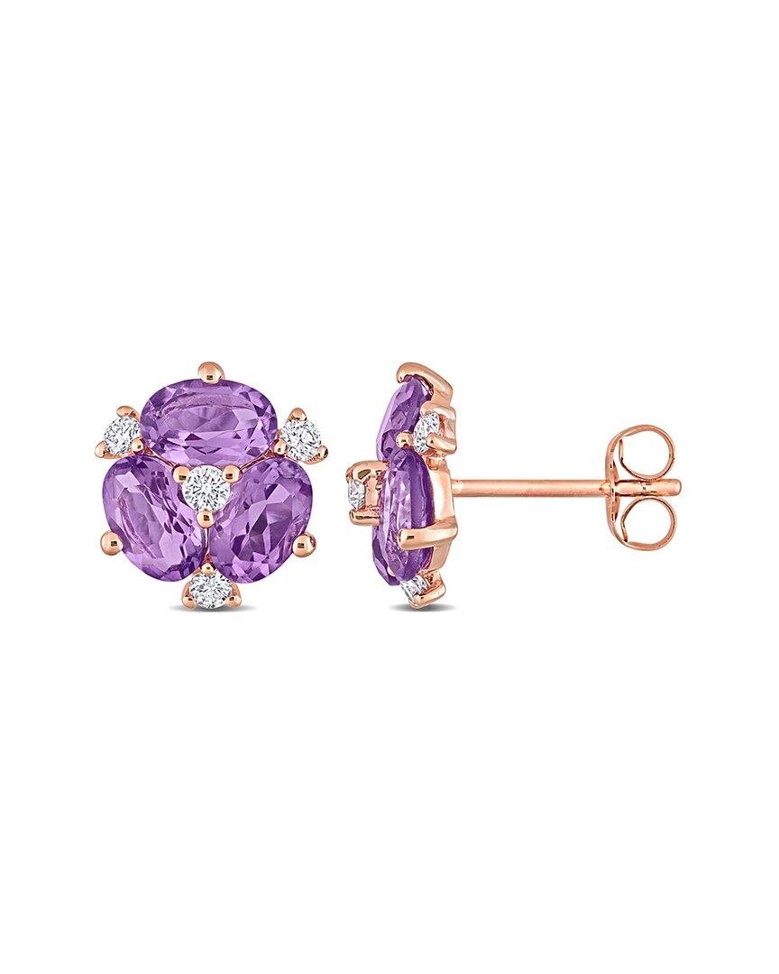 Rina Limor 14k 3.04 Ct. Tw. Diamond & Amethyst Earrings