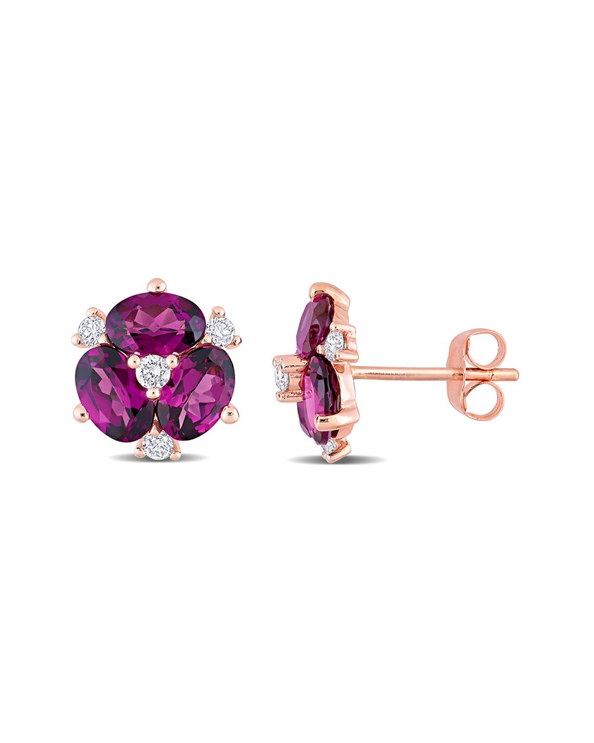 Rina Limor 14k Rose Gold 3.64 Ct. Tw. Diamond & Rhodolite Earrings