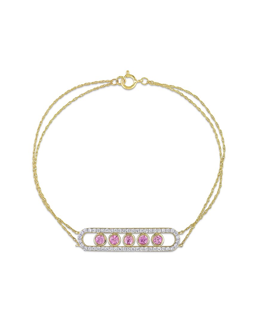 Rina Limor 10k 1.07 Ct. Tw. Diamond & Pink Sapphire Bracelet