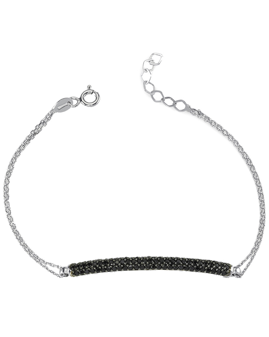 Amorium Silver Cz Black Tube Bracelet