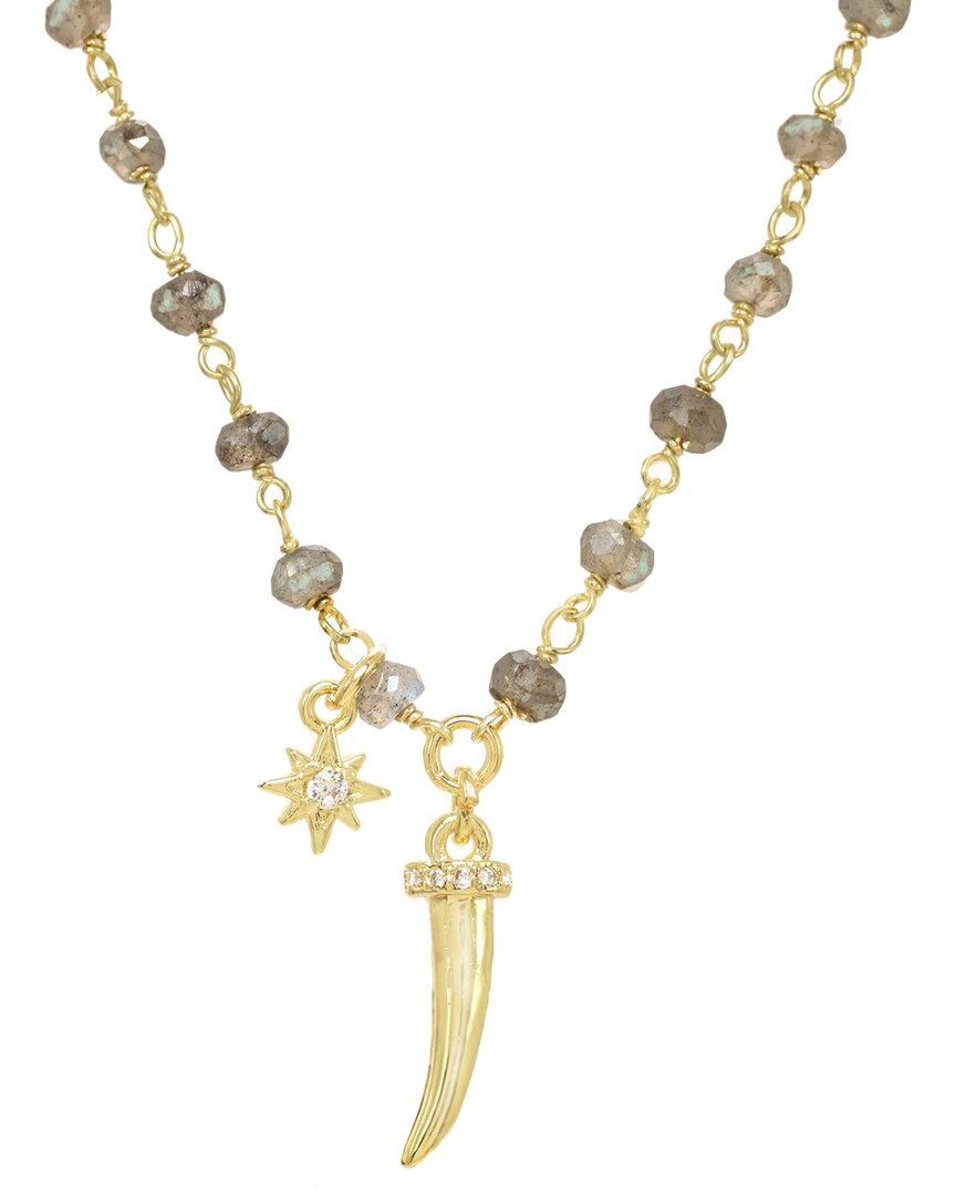 Shop Rachel Reinhardt 14k Over Silver Cz Wrap Necklace