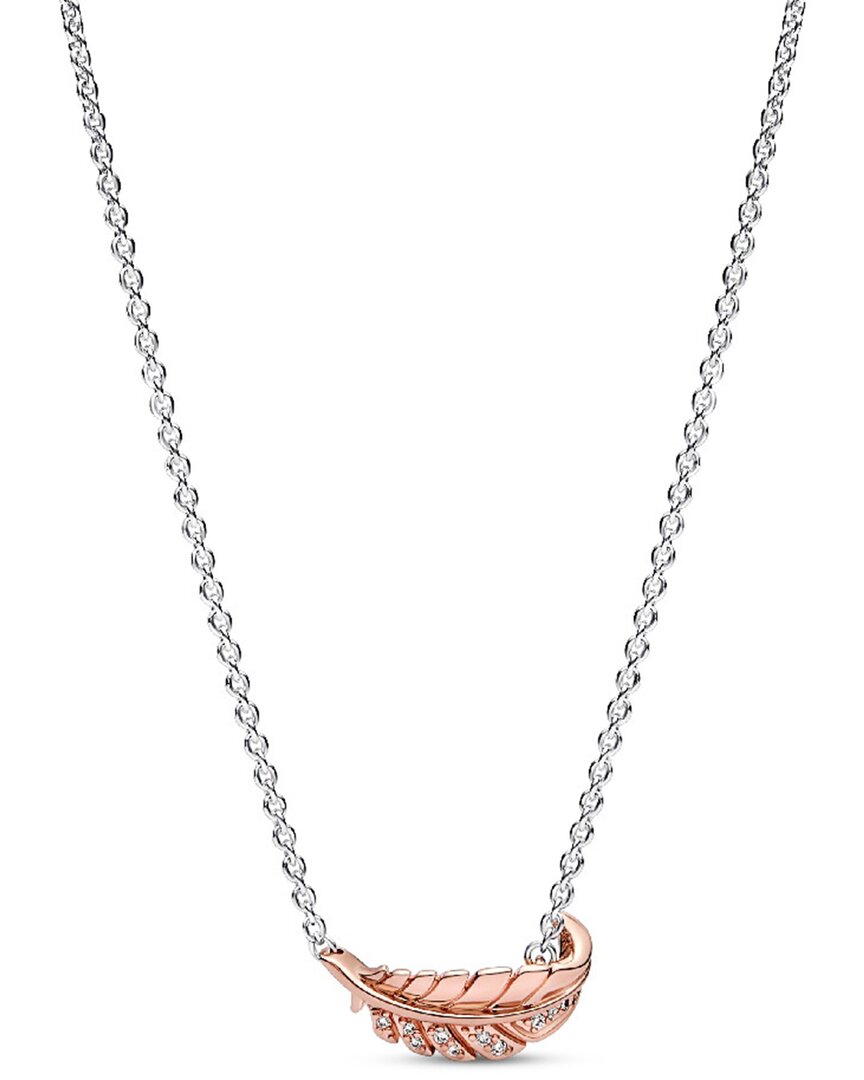 Pandora Moments Two-tone Cz Necklace In White