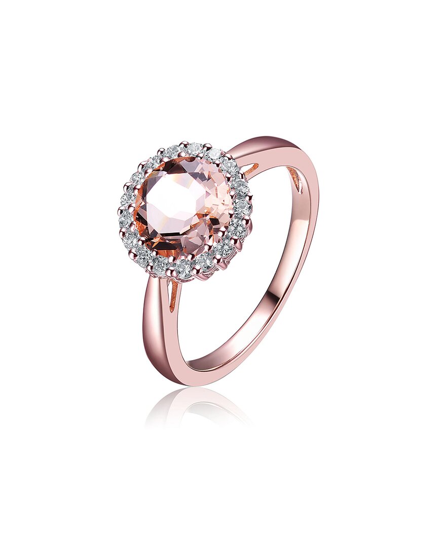 Genevive 14k Rose Gold Vermeil Cz Halo Ring