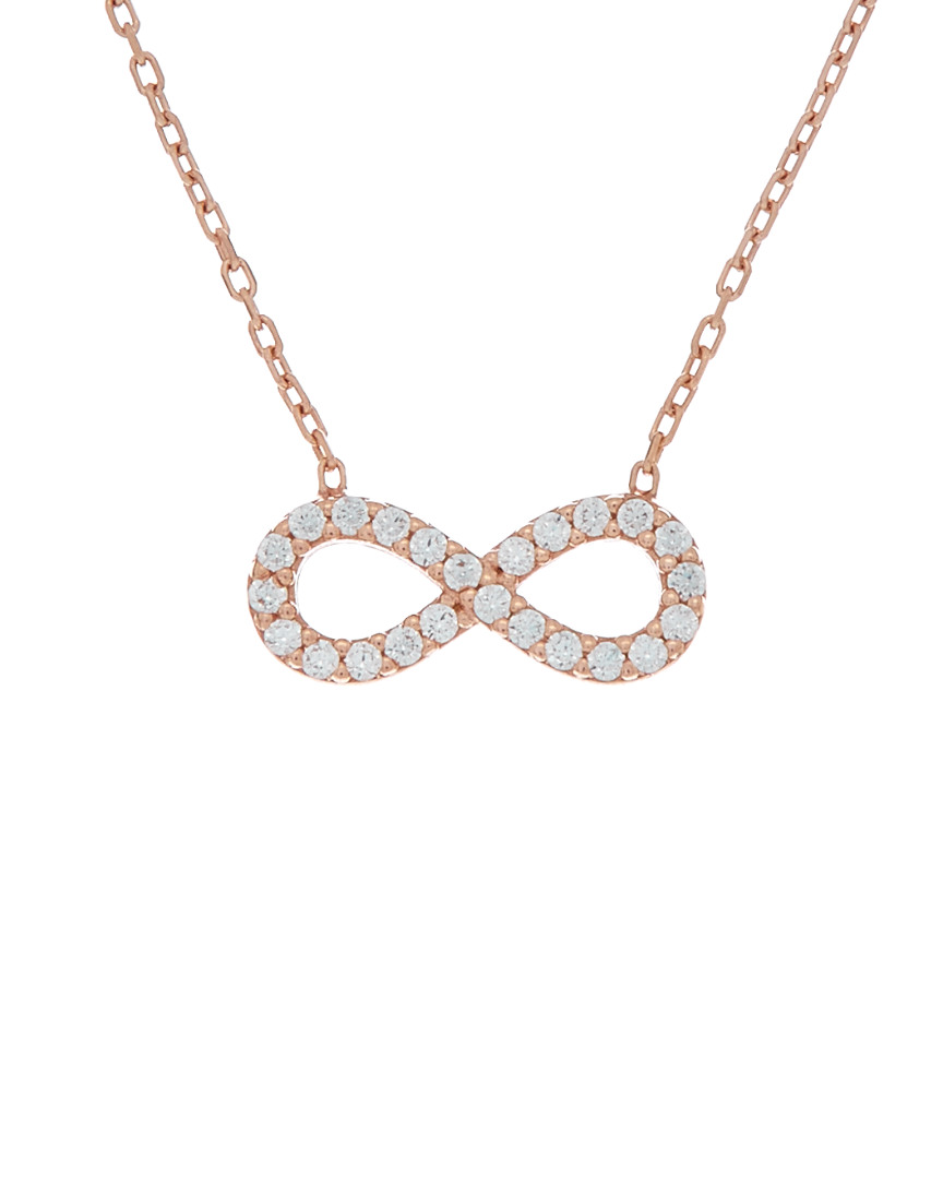 Amorium 18k Rose Gold Plated Silver Cz Infinity Necklace