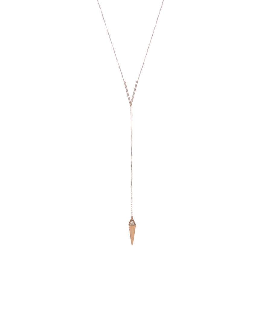 Amorium 18k Rose Gold Vermeil Cz V Pendulum Necklace