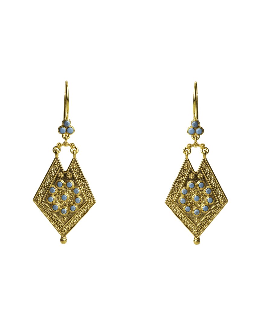 Ebru Jewelry Plated Turquoise Earrings In Gold
