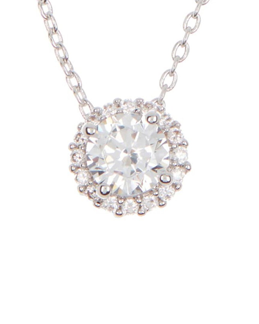 Adornia White Rhodium Plated Swarovski Crystal Halo Necklace