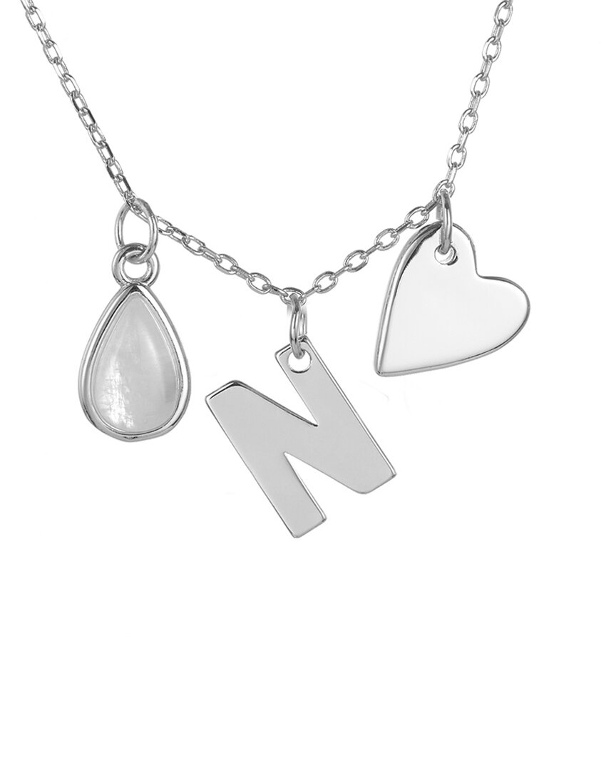 Adornia Silver 1.00 Ct. Tw. Moonstone Charm Initial Necklace (a-z)