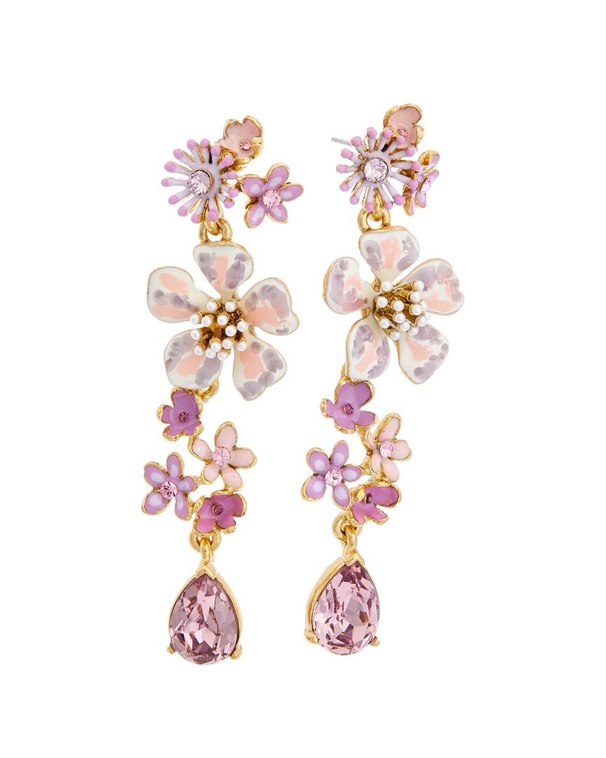 Oscar De La Renta 14k Large Bloom Earrings In Purple
