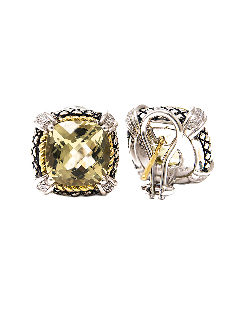 Andrea Candela Alhambra 18k & Silver 10.05 Ct. Tw. Diamond & Lemon Quartz Earrings