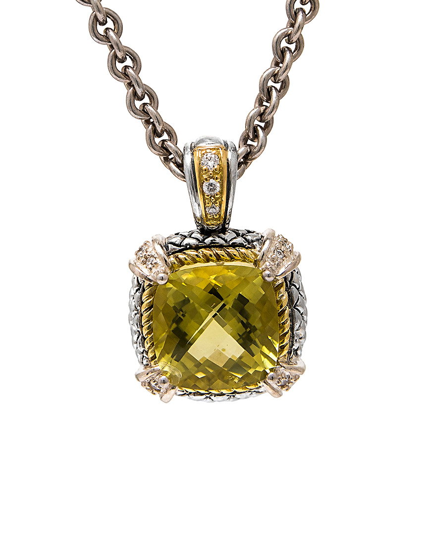 Andrea Candela Alhambra 18k & Silver 6.36 Ct. Tw. Diamond & Lemon Quartz Necklace