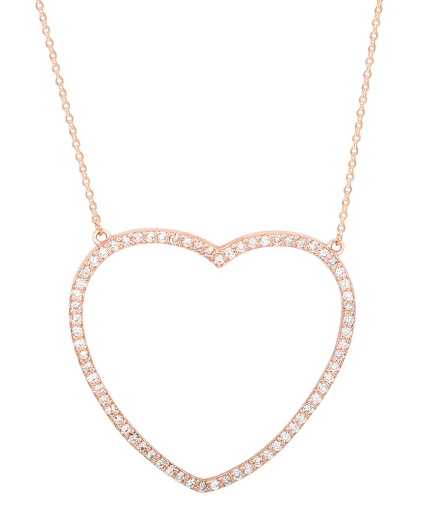 Suzy Levian 14k Rose Gold 0.70 Ct. Tw. Diamond Large Heart Necklace