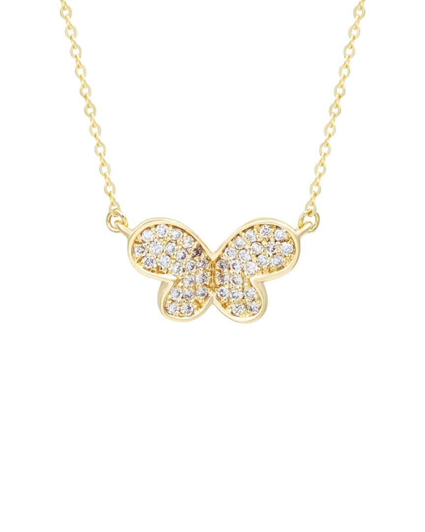 Suzy Levian 14k 0.20 Ct. Tw. Diamond Butterfly Pendant Necklace In Gold