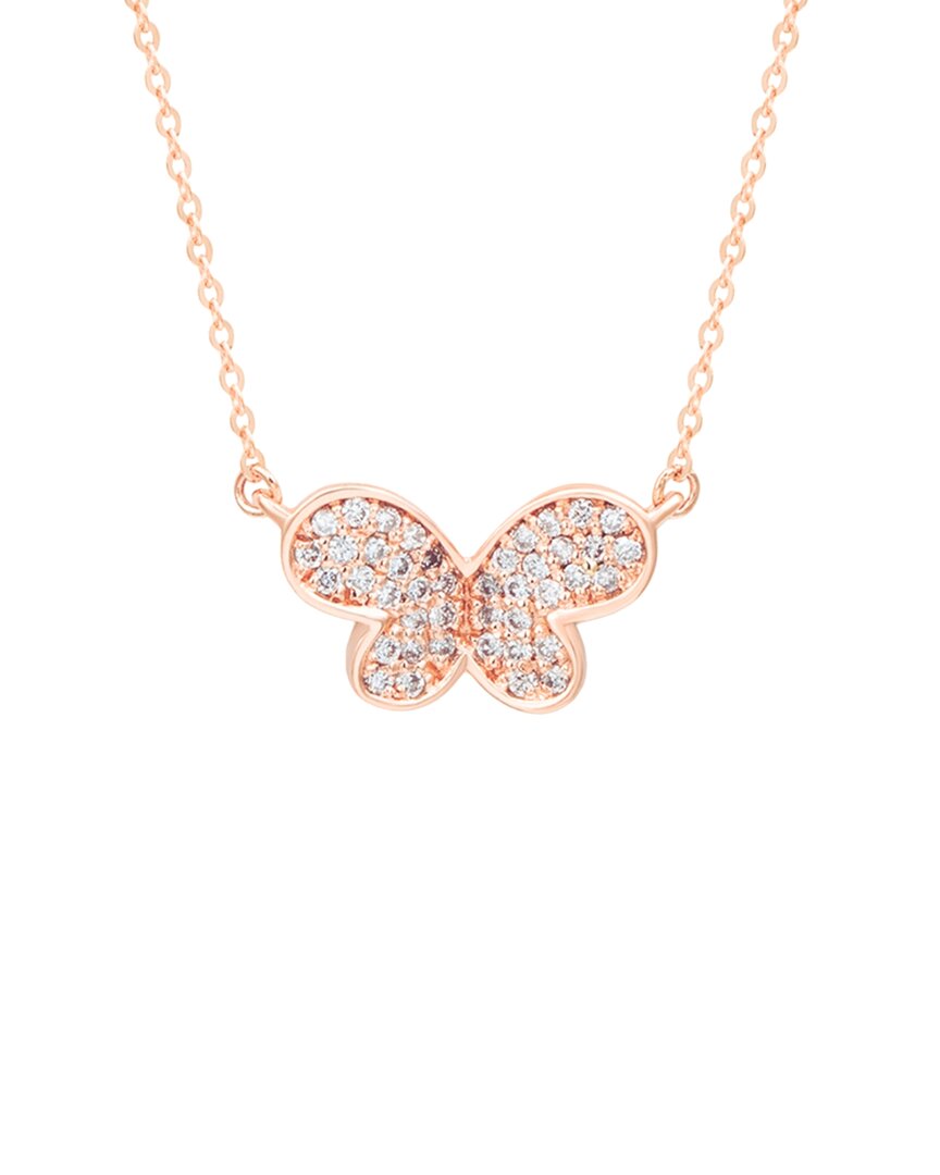 Suzy Levian 14k Rose Gold 0.20 Ct. Tw. Diamond Butterfly Pendant Necklace