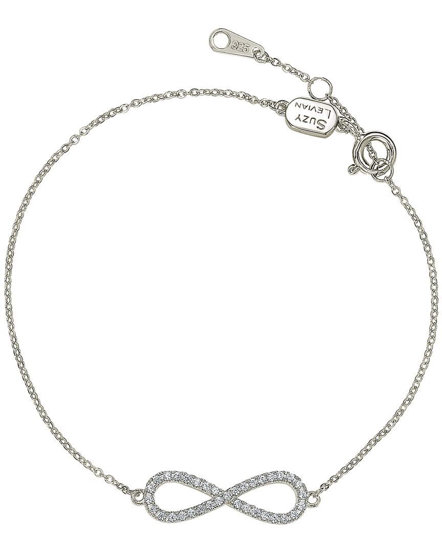 Suzy Levian 14k 0.20 Ct. Tw. Diamond Infinity Necklace In Burgundy