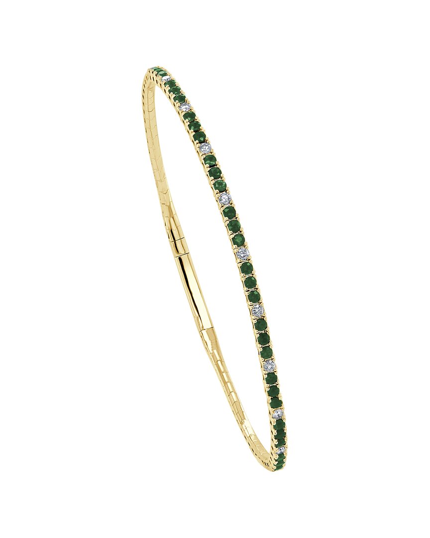 Sabrina Designs 14k 1.14 Ct. Tw. Diamond & Emerald Flexible Bangle Bracelet