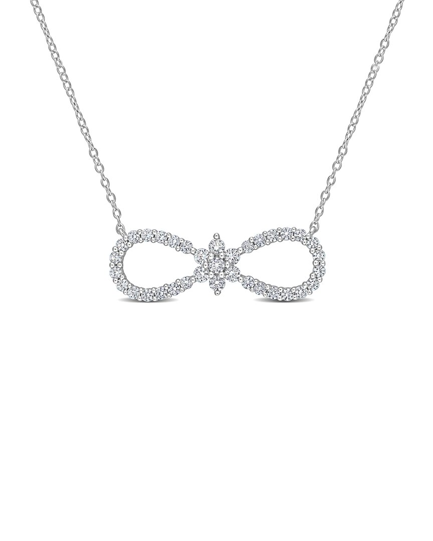 Rina Limor Silver 1.26 Ct. Tw. White Sapphire Infinity Floral Necklace