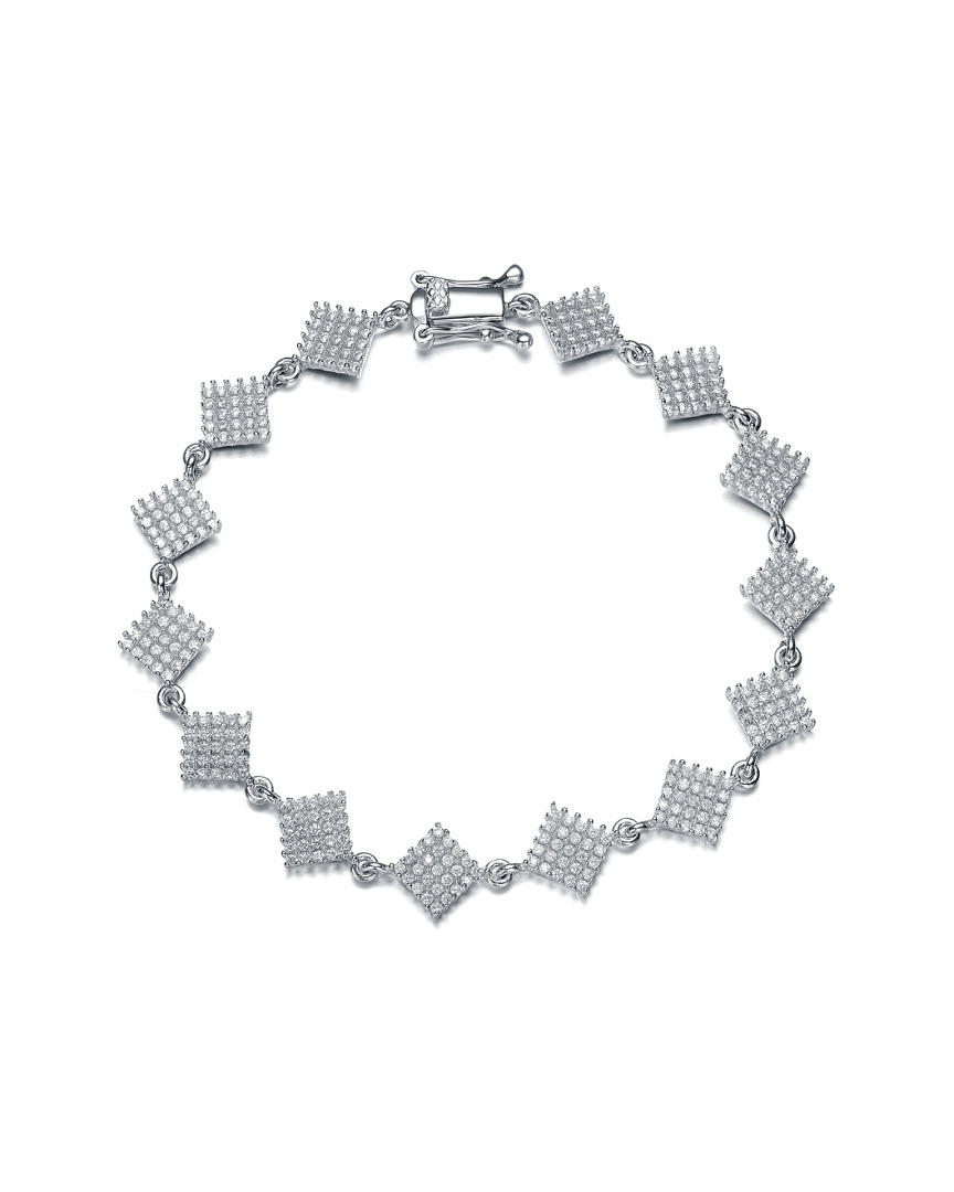 Genevive Silver Cz Square Bracelet
