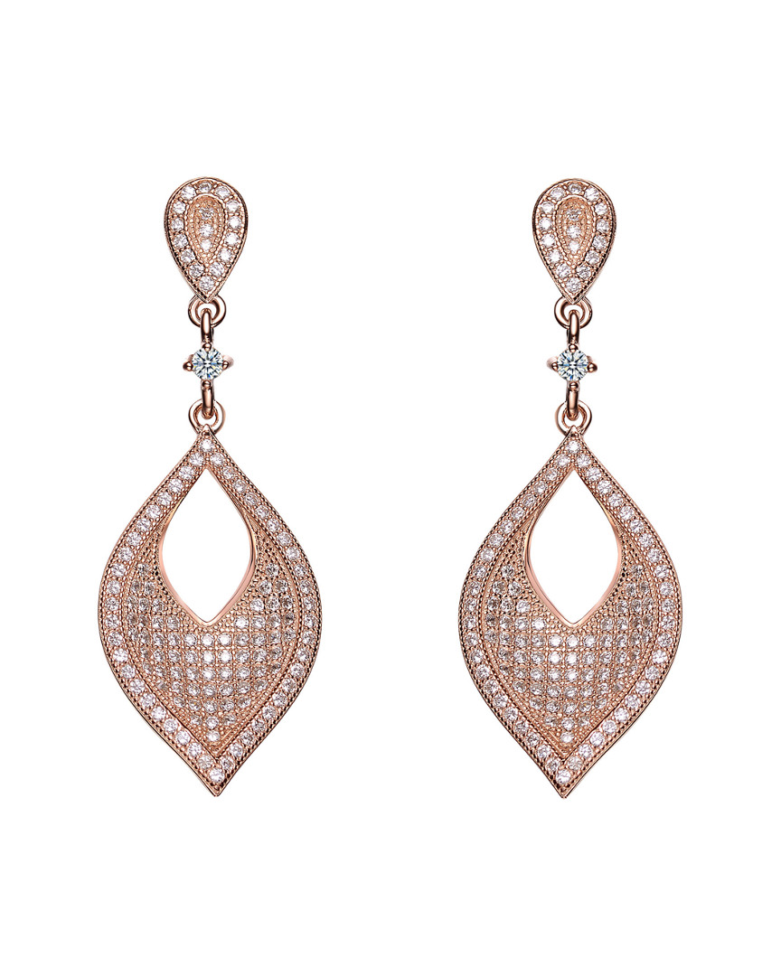 Genevive 14k Rose Gold Vermeil Cz Drop Earrings